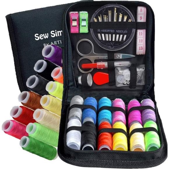 59-Piece Sewing Kit - Portable, Includes Scissors, Thread, Tape Measure - Picture 2 of 7